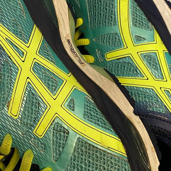 ASICS Gel-Cumulus 17 T5D8N Teal Blue Lime Green Running Shoes Sneakers Womens 9 - Picture 5 of 11